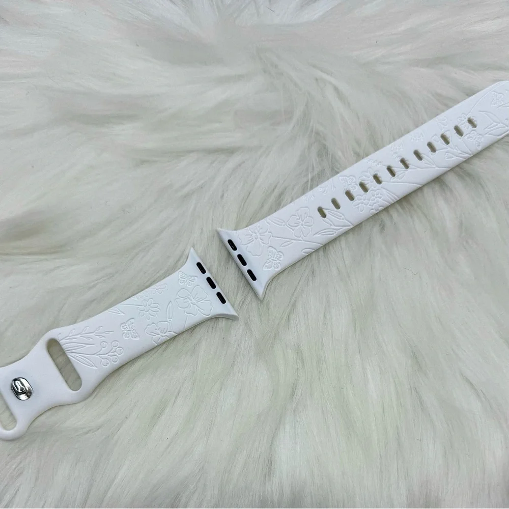 New Floral Design Apple Watch Bands  38mm 40mm 41mm in Snow White